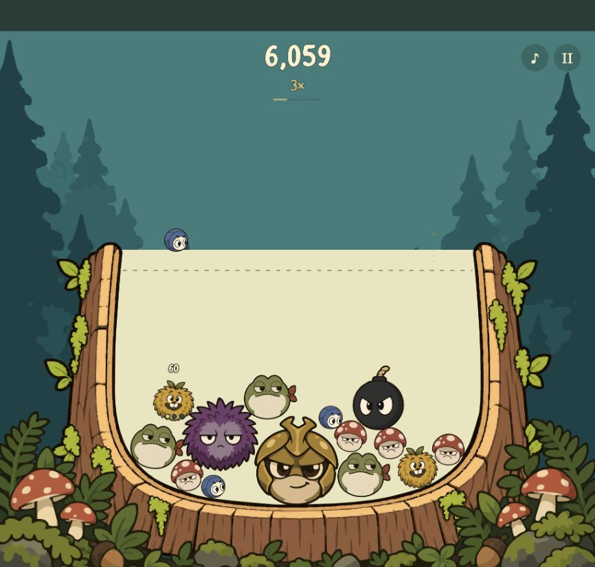 Round woodland faces pile up in the wooden bowl.